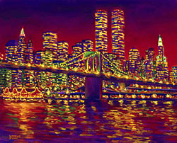 Manhattan Moment, New York City painting. Click to enlarge this contemporary cityscape. Copyright 2003-2004 Julia Watkins. All rights reserved.